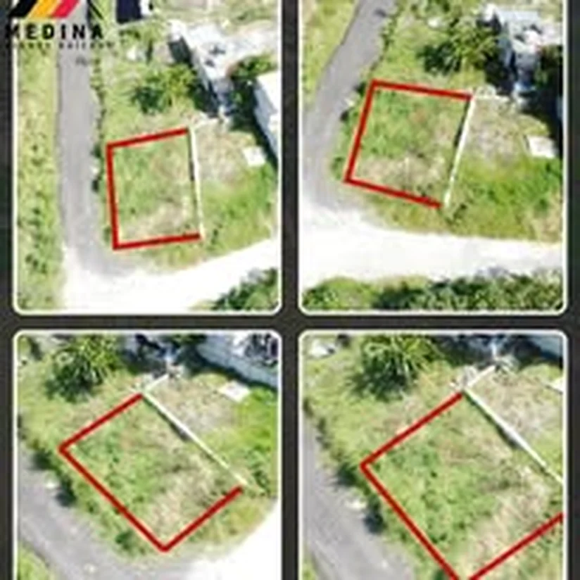 Collage aéreo de terreno delimitado